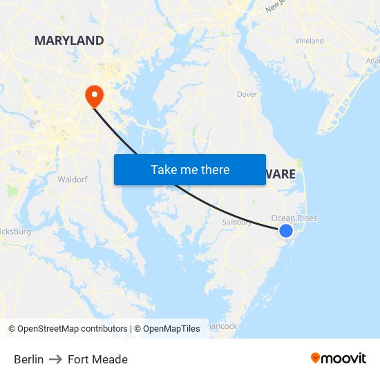 Berlin to Fort Meade map