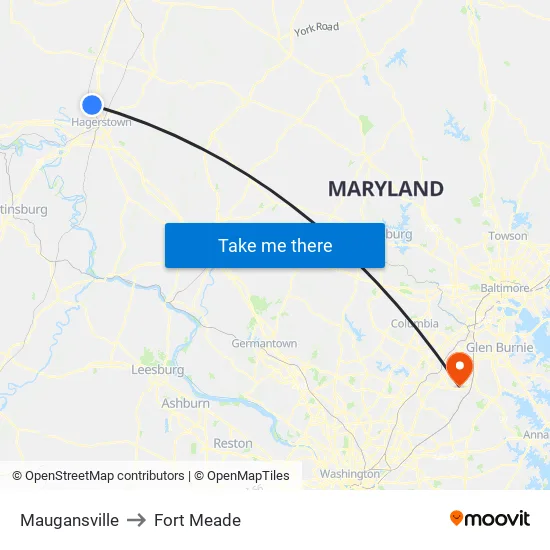 Maugansville to Fort Meade map