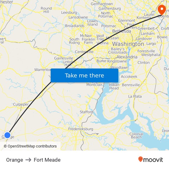 Orange to Fort Meade map