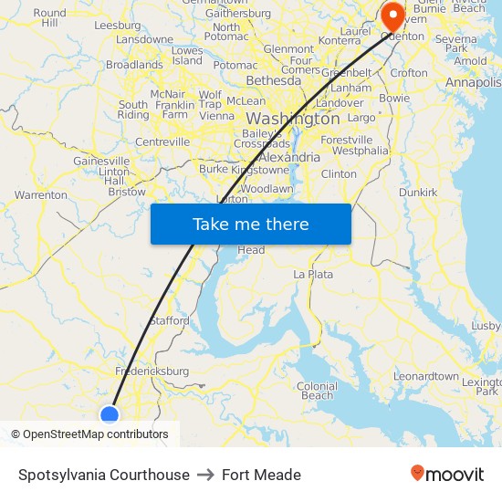 Spotsylvania Courthouse to Fort Meade map