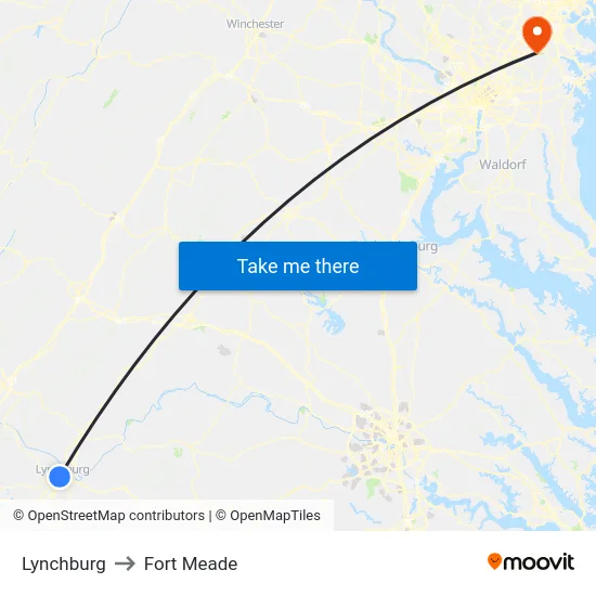 Lynchburg to Fort Meade map