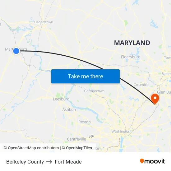 Berkeley County to Fort Meade map