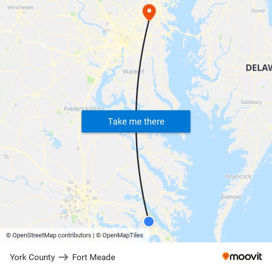 York County to Fort Meade map