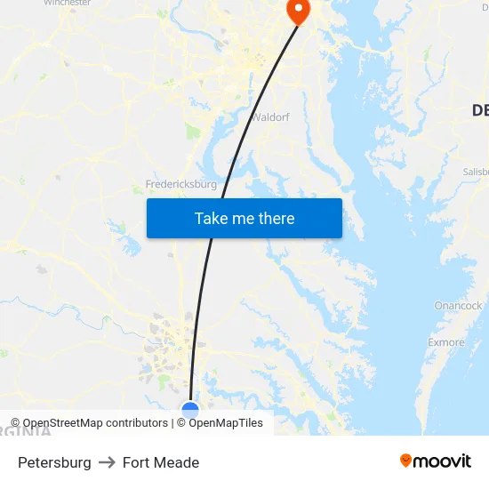 Petersburg to Fort Meade map