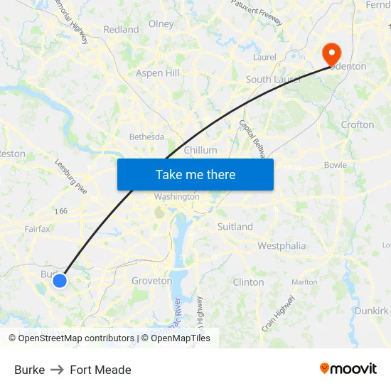 Burke to Fort Meade map