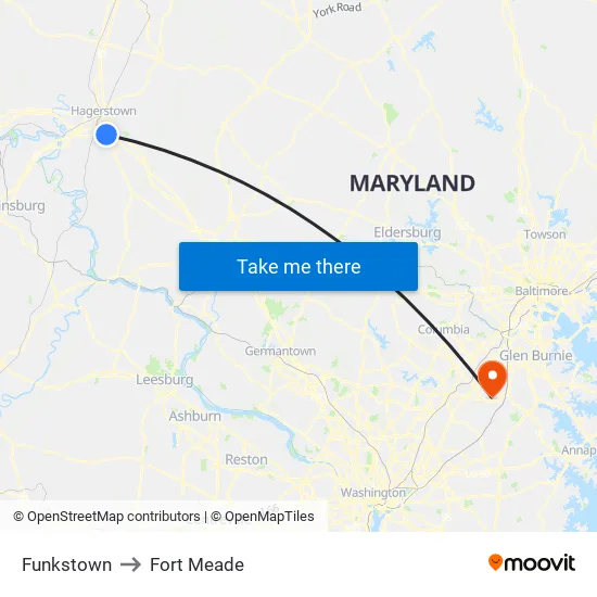 Funkstown to Fort Meade map