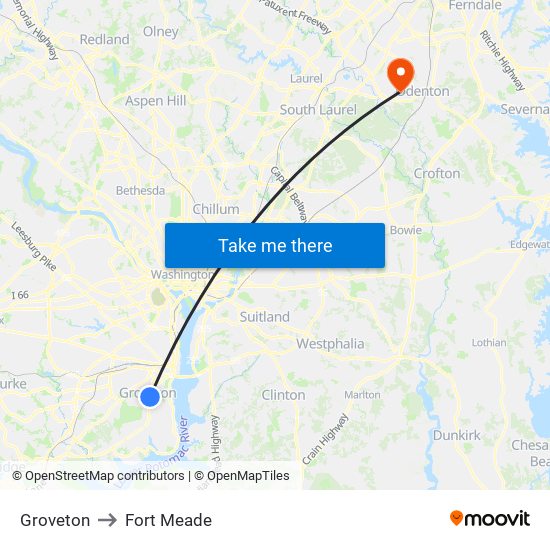 Groveton to Fort Meade map