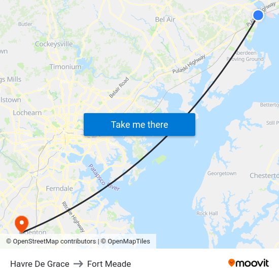 Havre De Grace Map Havre De Grace To Fort Meade, Washington, D.c. - Baltimore, Md With Public  Transportation