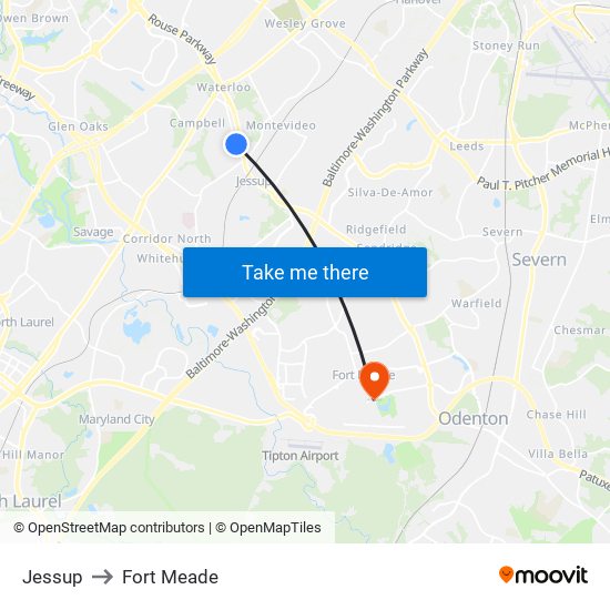 Jessup to Fort Meade map