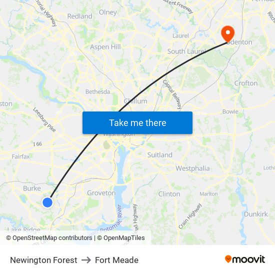 Newington Forest to Fort Meade map