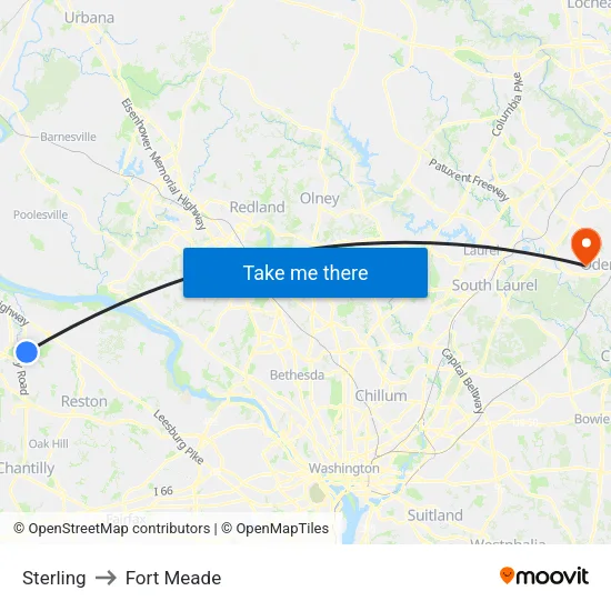 Sterling to Fort Meade map