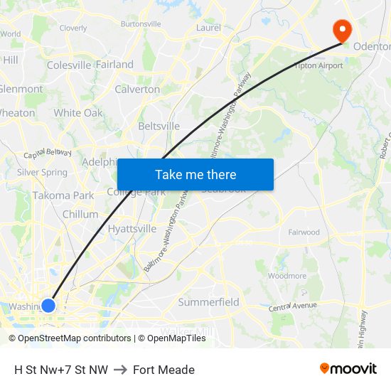 H St Nw+7 St NW to Fort Meade map