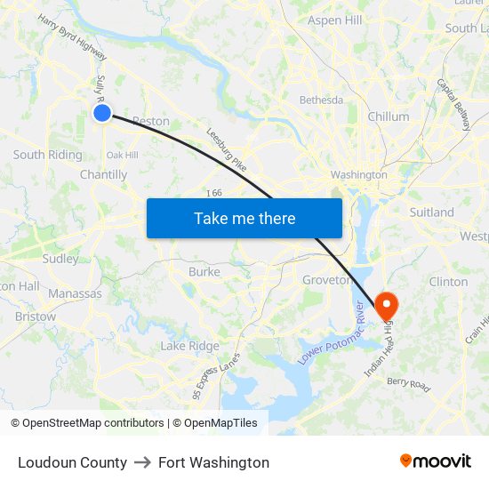 Loudoun County to Fort Washington map