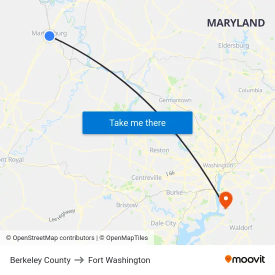 Berkeley County to Fort Washington map
