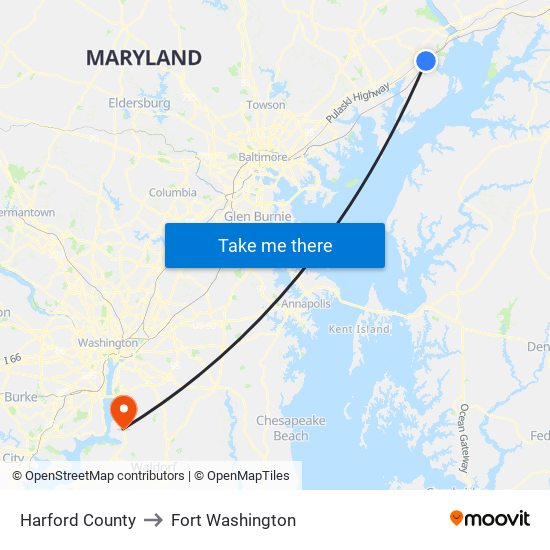 Harford County to Fort Washington map