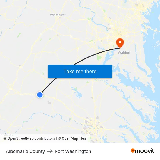 Albemarle County to Fort Washington map