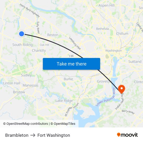 Brambleton to Fort Washington map