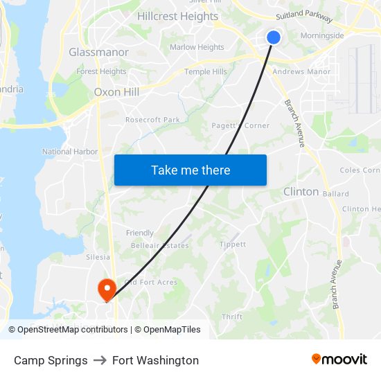 Camp Springs to Fort Washington map