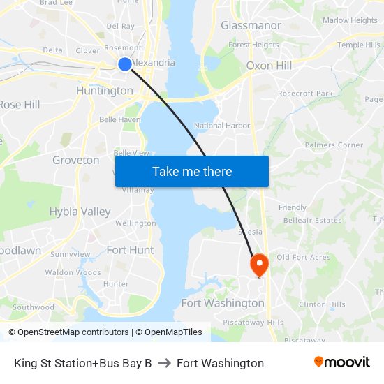 King Street-Old Town+Bay B to Fort Washington map