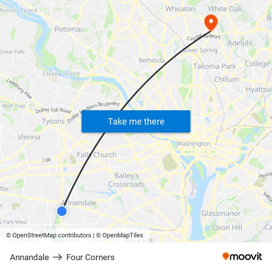 Annandale to Four Corners map