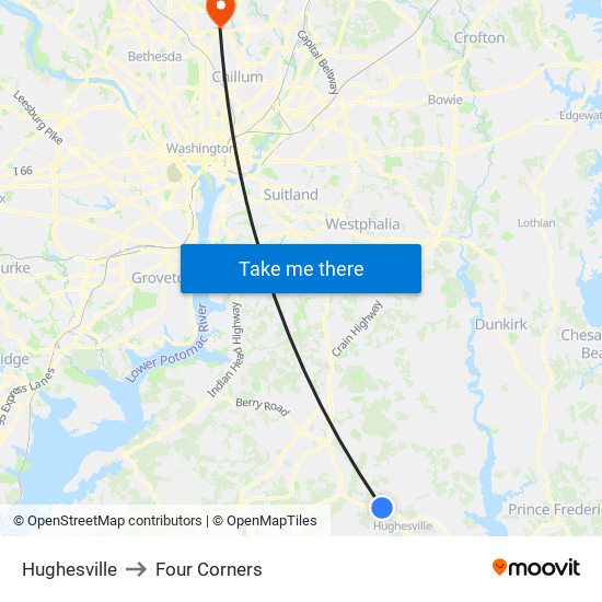 Hughesville to Four Corners map