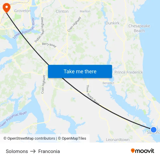 Solomons to Franconia map