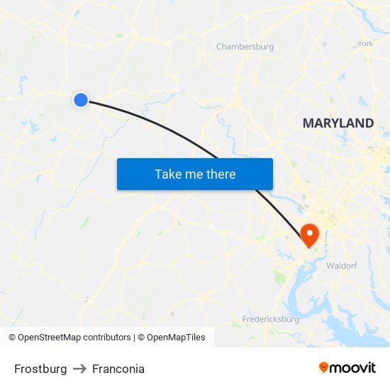 Frostburg to Franconia map