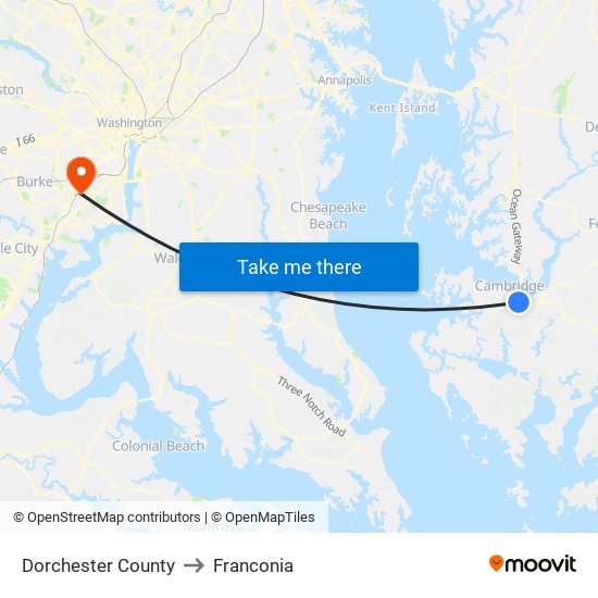 Dorchester County to Franconia map