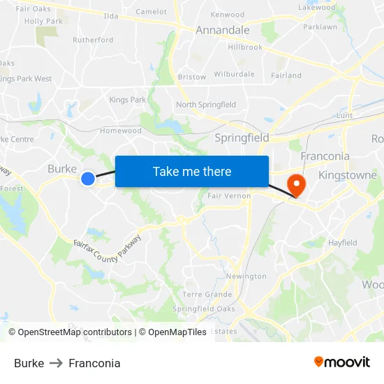 Burke to Franconia map
