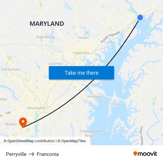 Perryville to Franconia map