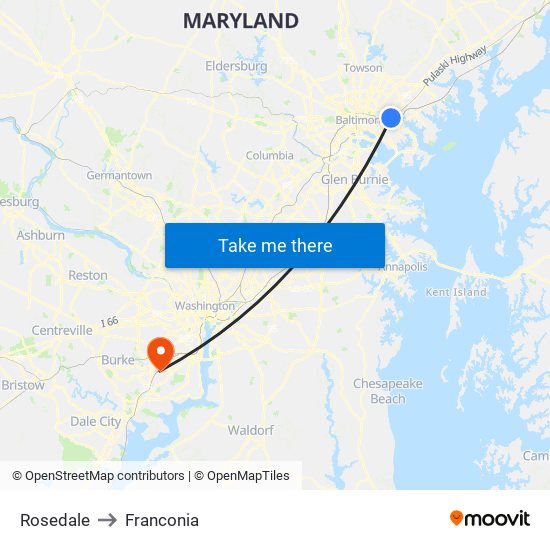 Rosedale to Franconia map