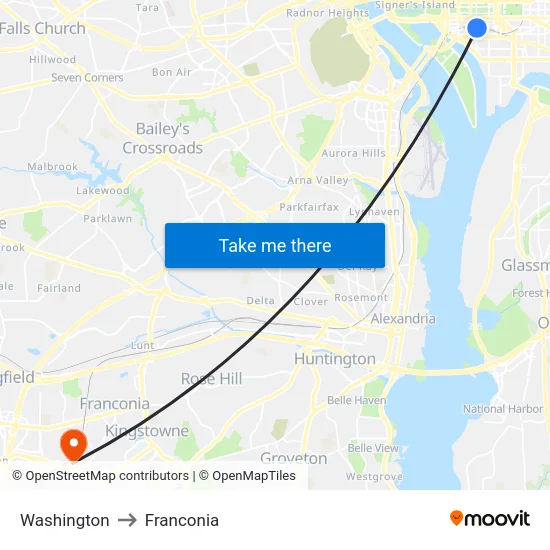 Washington to Franconia map