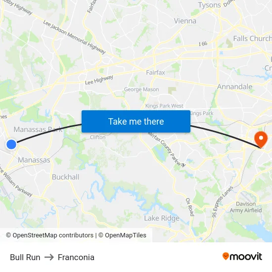 Bull Run to Franconia map