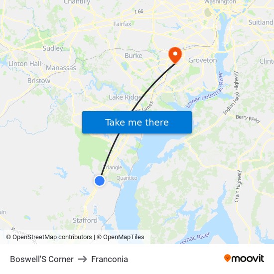 Boswell'S Corner to Franconia map