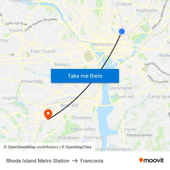 Rhode Island Metro Station to Franconia map