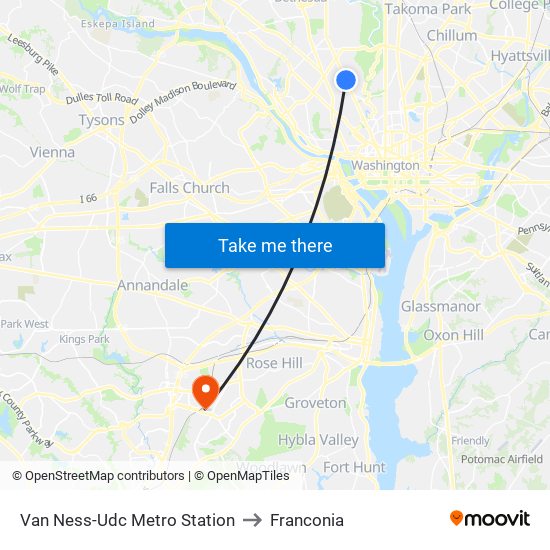 Van Ness-Udc Metro Station to Franconia map