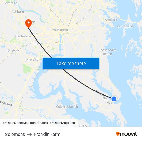 Solomons to Franklin Farm map