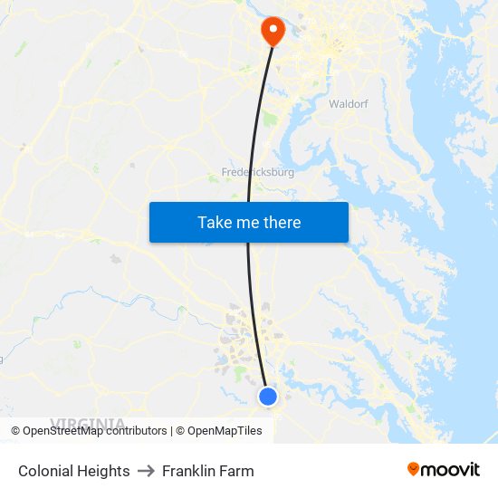 Colonial Heights to Franklin Farm map