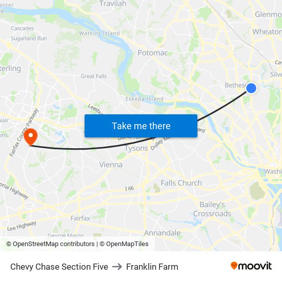 Chevy Chase Section Five to Franklin Farm map