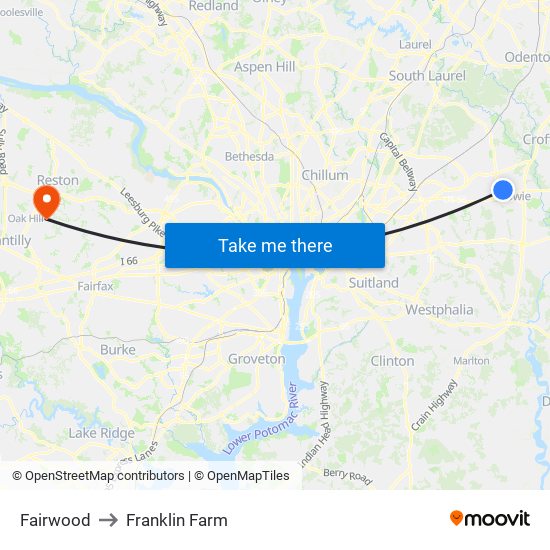 Fairwood to Franklin Farm map