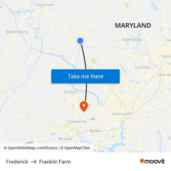Frederick to Franklin Farm map