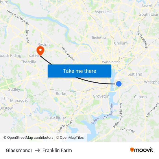 Glassmanor to Franklin Farm map