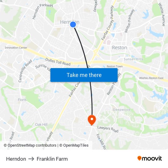 Herndon to Franklin Farm map