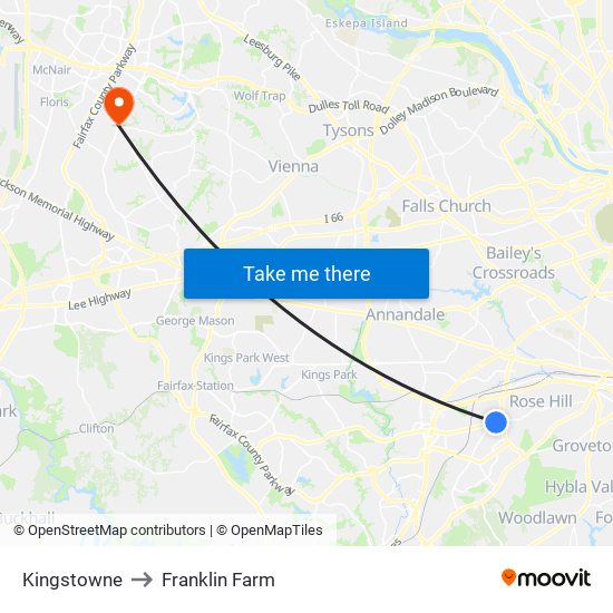 Kingstowne to Franklin Farm map