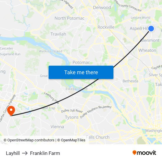 Layhill to Franklin Farm map