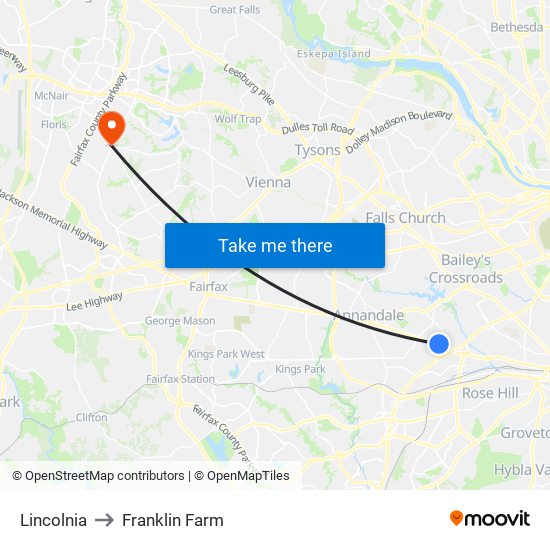 Lincolnia to Franklin Farm map