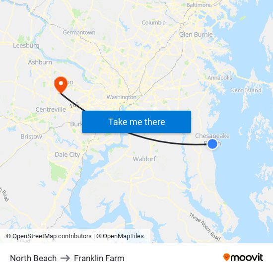 North Beach to Franklin Farm map