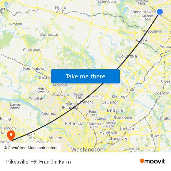 Pikesville to Franklin Farm map