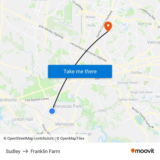 Sudley to Franklin Farm map