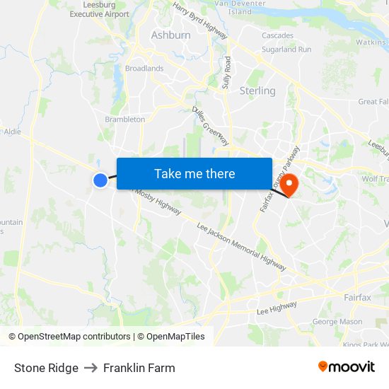 Stone Ridge to Franklin Farm map